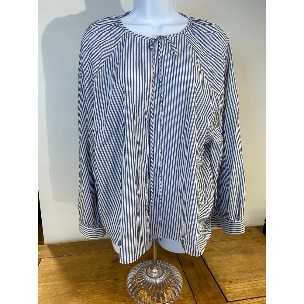 NILI LOTAN Sz S Blue White Striped Button-Down